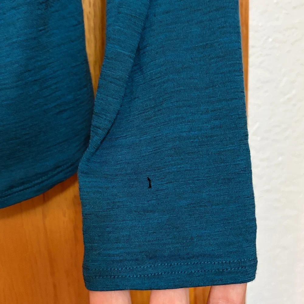 Segments Long Sleeve Crewneck Top Teal 100% merino wool shirt baselayer - Picture 4 of 4